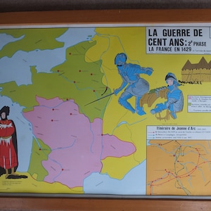 Original vintage Rossignol Français’affiche de l’école Cent ans de guerre Jeanne d’Arc Louis 11 XI 1960s wall art
