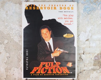 1994 Pulp Fiction Movie Poster, John Travolta, Vincent Vega, the Hitman, wall art cinema film memorabilia decor