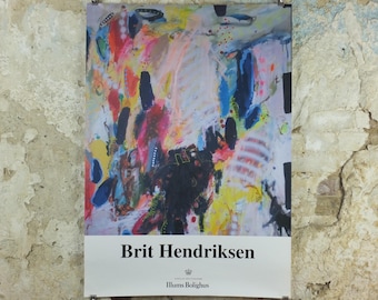2000s Brit Hendriksen Poster, Illums Bolighus Design, Royal Danish Warrant Holder, Abstract Surrealism, gallery exhibition wall art decor