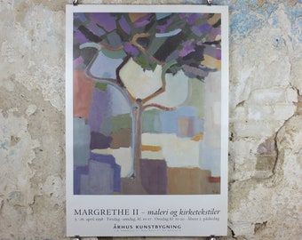 1998 Queen Margaret of Denmark Poster, Margrethe II, Crepe myrtle, lagerstroemia, Aarhus Denmark , artist gallery exhibition, wall art decor