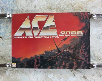 1988 Ace 2088 Poster, Enemies, computer game from Cascade Games Ltd, Arcade shoot em up, C64 Commodore gaming wall art decor