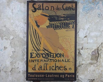 1995 Henri Toulouse-Lautrec Poster, La passegere du 54 - Salon des cent, Art Nouveau, gallery exhibition, wall art decor