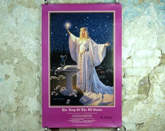 1993 signed Galadriel Poster, by Greg Hildebrandt, The Ring of the Elf Queen, Lord of the Rings, 2174/5000, J.R.R. Tolkien, wall art decor