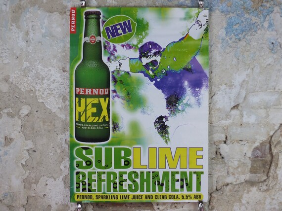 1990s Pernod Hex Poster, Alcopops, Snowboarder, Sublime