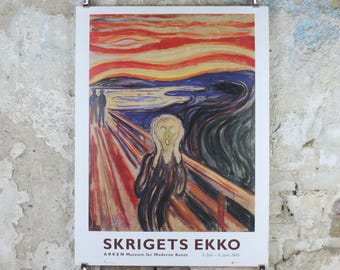 2001 Edvard Munch Poster, The Scream 1893, Arken Museum for Moderne Kunst, Expressionism, Symbolism, gallery exhibition, wall art decor