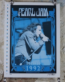 1992 Pearl Jam Concert Poster, Toronto Canadian Tour, Signed by