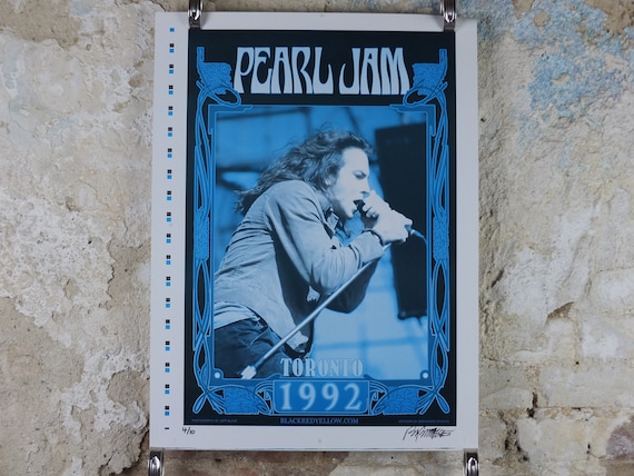 1992 Pearl Jam Concert Poster, Toronto Canadian Tour, Signed by