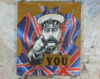 1970s Your Country Needs You Poster, World War 1 WW1 1914, Lord Kitchener, Union Jack, licenced to Splash Posters, propaganda wall art decor