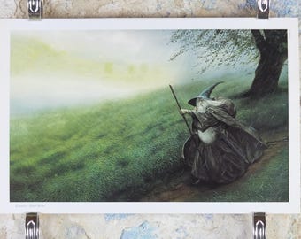 1993 Gandalf Poster, by John Howe, Tolkien - The Fellowship of the Ring, Middle Earth, Lord of the Rings, print wall art decor