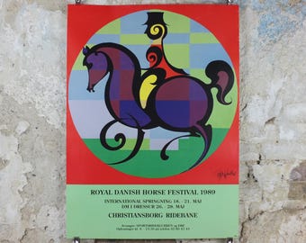 1989 Bjørn Wiinblad Poster, Royal Danish Horse Festival, at Christiansborg Ridebane, Dressage and Equestrian, Hest, wall art decor