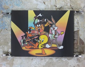1995 Looney Tunes Band Poster, Tweety Bird, Daffy Duck, Bugs Bunny, Taz, Looney Tunes Merrie Melodies by Warner Bros, cartoon wall art decor