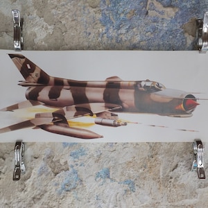 Original Vintage Poster Sukhoi SU-22 “Fitter-F&quot; military air force airplane aeroplane wall art 1980s