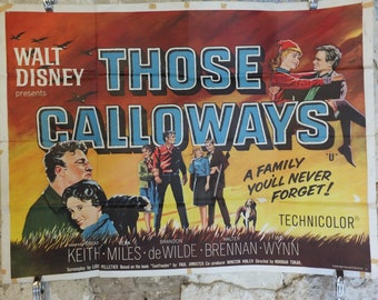 Original Vintage Movie Poster Those Calloways Walt Disney quad wall geese swiftwater rustic outdoors family art print film cinema 1965 1960s