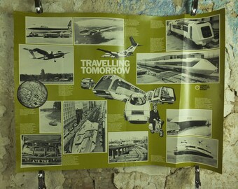 Original Vintage Shell Travelling Tomorrow Poster Yorkshire train industrial school education art wall retro interior design 1973 1970s