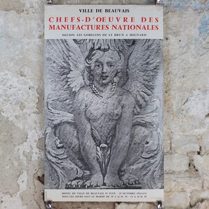 Póster de tapices de la esfinge alada de los años 70, Charles Le Brun y Pierre Mignard, fábrica Gobelins, exposición en galería de artistas, decoración de pared