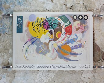 1980s Vasily Kandinsky Poster, Dominant Curve 1936, abstract art and expressionism, Guggenheim gallery exhibition wall art decor