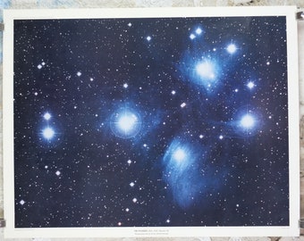 1961 The Pleiades Poster, NGC 1432 Messier 45 California Institute of Technology and Carnegie Institution, Hale Observatories wall art decor