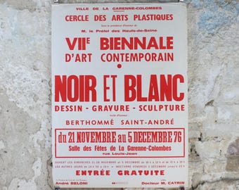 1976 Black & White Poster, Noir et Blanc, sculptures, drawing and engravings, lovely patina, wall art decor