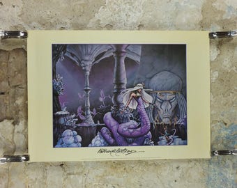 1978 signed Rodney Matthews Poster, The Face in the Abyss, GA86 epic scifi adventure quest art, Big O Posters, fantasy wall art decor