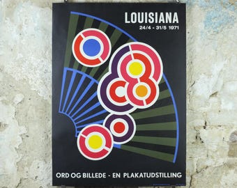 1971 Henning Damgård Sørensen Poster, Words and Images, Louisiana, geometric abstract movement artist gallery exhibition, wall art decor
