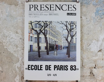 1983 School of Paris Poster, Place Furstenburg, Paris by Angelo Mozziconacci, Ecole de Paris, gallery exhibition, wall art decor