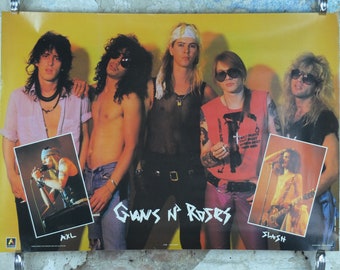 1988 Vintage Guns N' Roses Poster, GnR, hard rock, licenced to Anabas AA386, England, band music wall art 1990s