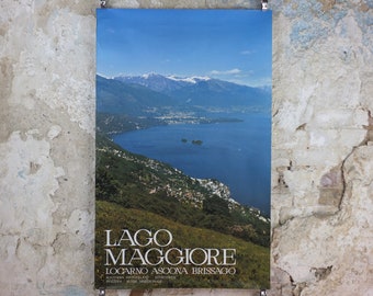 1960s Lago Maggoire Poster, Switzerland, Lake, Locarno Ascona Brissago, Suisse Travel tourism vacation, wall art decor