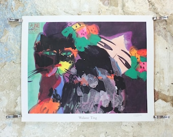 1989 Walasse Ting Poster, Black Cat, colourful popular figuratism, pop art, gallery, wall art decor