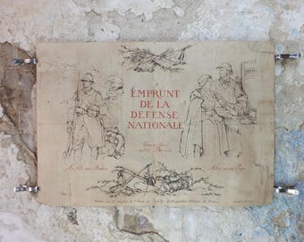 1916 French WW1 War Bond Poster, by Bernard Naudin, National Defence Loan, Let's all do our Duty, original antique, wall art decor