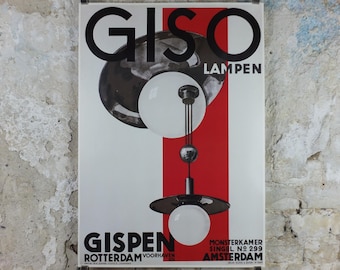 1986 Giso Lamp Poster, designed by W H  Gispen, Design Lights and Lighting, European Design Lamps, wall art decor