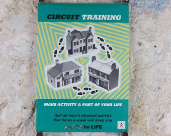 1990s Circuit Training Poster, Active for Life, Health Education Authority for healthy lifestyle, fitness advertising print wall art decor