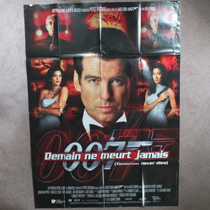 Original Vintage French Movie Poster Tomorrow Never Dies 007 James Bond 1997 wall art affiche de film Pierce Brosnan Ian Fleming Pryce