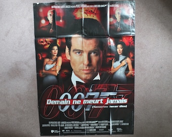 Original Vintage French Movie Poster Tomorrow Never Dies 007 James Bond 1997 wall art affiche de film Pierce Brosnan Ian Fleming Pryce