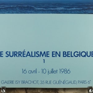 1986 René Magritte Poster, Surréalisme en Belgique, LOiseau du ciel 1966, état étonnant, surréaliste, galerie exposition art mural années 1980 image 4