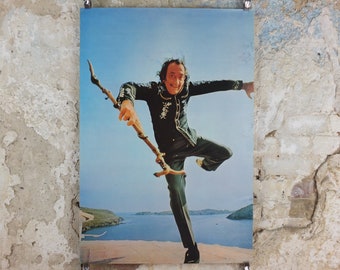 1973 Salvador Dali Poster, "Salvador Dali the Genius" dancing with cane, licenced to Athena, art deco nouveau, wall art decor