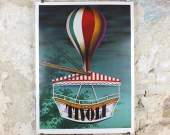 2014 Tivoli Poster, Copenhagen Amusement Park in Denmark by Ib Anderson 1943, Pop Art, Travel tourism vacation wall art decor