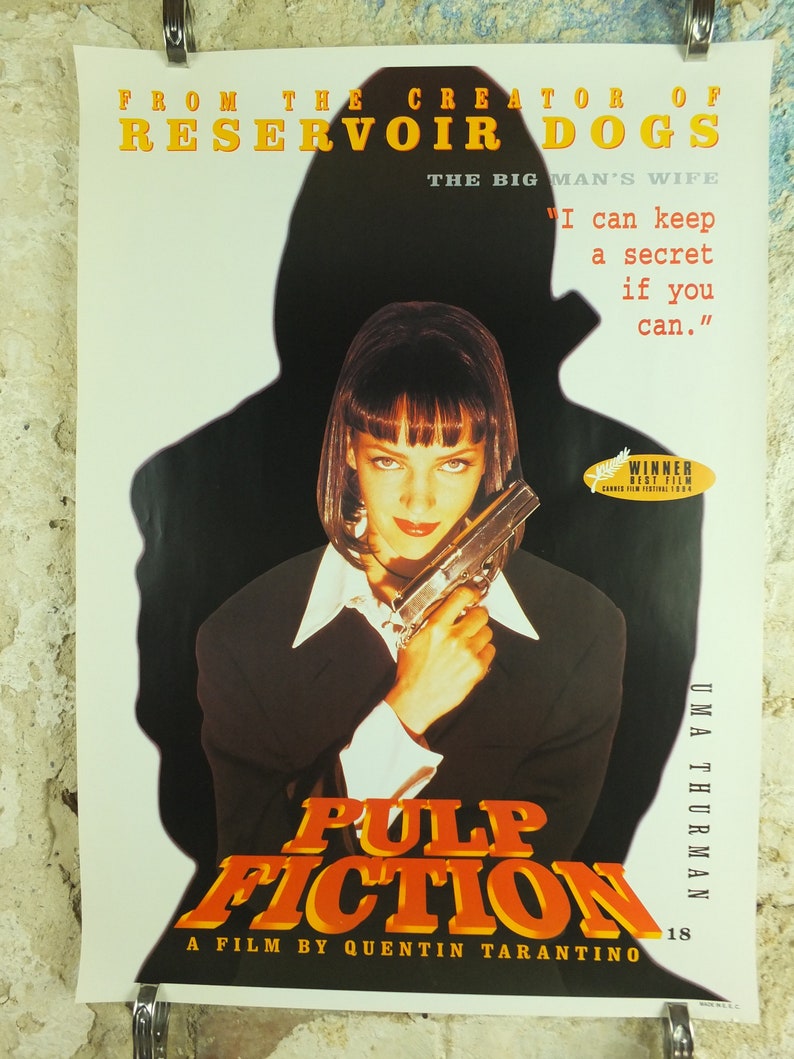 Vintage Film Pulp  Fiction  Poster  r imprimer Uma Thurman 