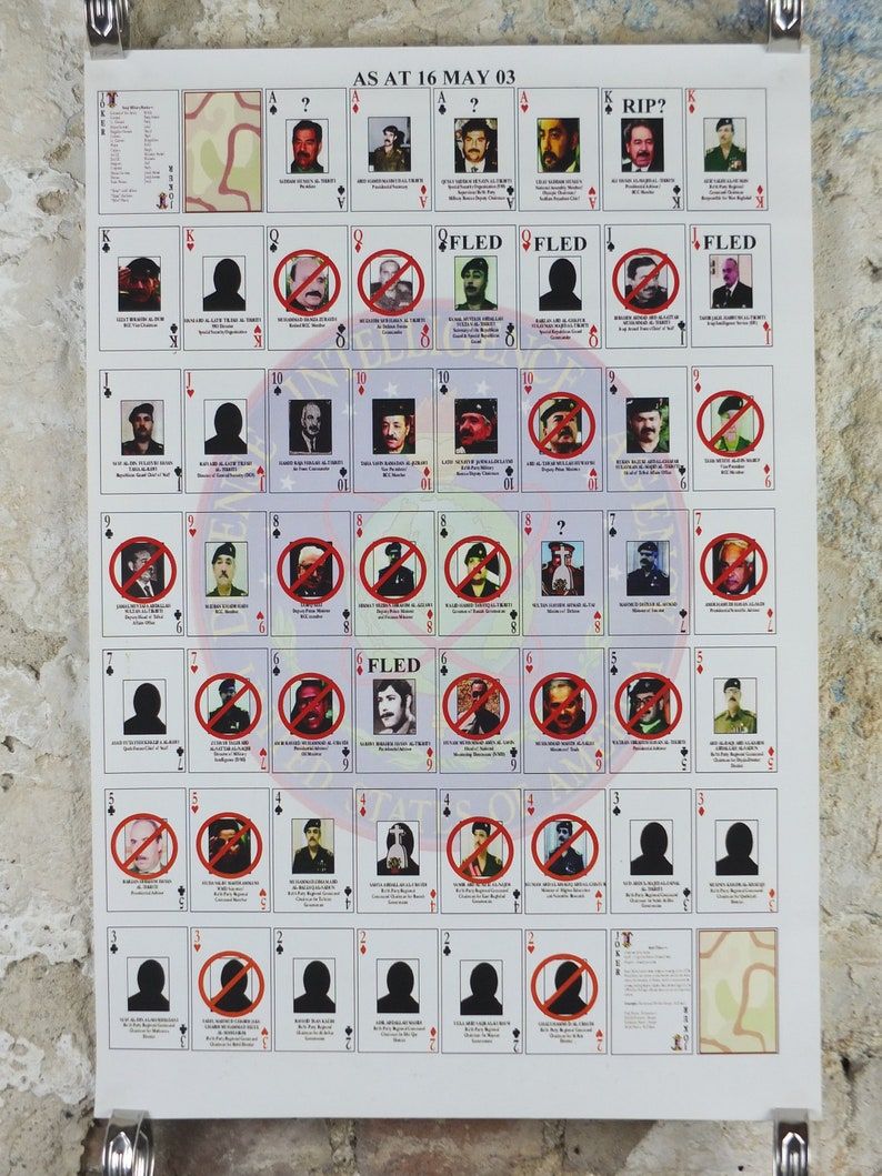Original Iraq War Poster Deck of Cards Most Wanted as of 16 Etsy UK