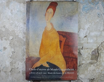 1992 Amedeo Modigliani Poster, Le Sweater Jaune 1918 1919, Guggenheim, Surrealism, Expressionism, artist gallery exhibition, wall art decor