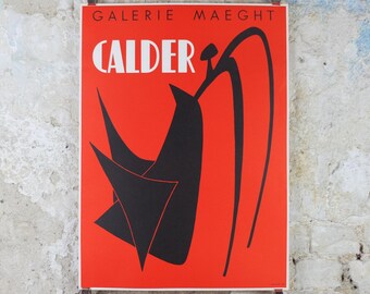 1959 Alexander Calder Poster, Stabile Noir, Abstract, Galerie Maeght Paris, Innovative Mobiles artist, gallery exhibition, wall art decor