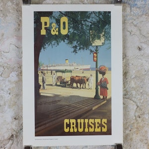 1980s P&O Travel Poster, Moments from the Peninsular and Oriental Steam Navigation Company Poster Collection, travel tourism, wall art decor