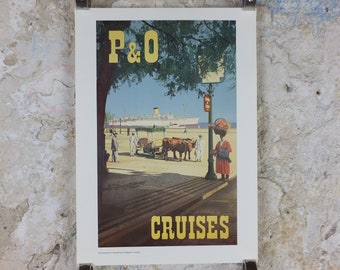 1980s P&O Travel Poster, Moments from the Peninsular and Oriental Steam Navigation Company Poster Collection, travel tourism, wall art decor