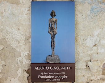 1976 Alberto Giacometti Poster, Annette from Life, bronze sculpture, Fondation Maeght, Modernism, gallery exhibition, wall art decor