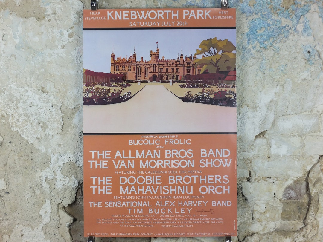 1974 Knebworth Park Concert Poster, Bucolic Frolic, Signed by Freddy
