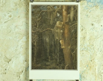 1997 The Wargs Poster, by Alan Lee, Dwarves in the Trees from The Hobbit, J.R.R. Tolkien, Misty Mountains, illustration print wall art decor
