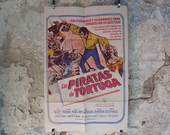 Original Vintage Movie Poster Pirates of Tortuga 1961 1960s wall art buccaneer privateer Caribbean US one sheet cinema film memorabilia