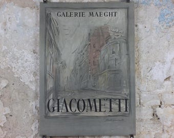 1990 Alberto Giacometti Poster, Rue d'Alesia, Galerie Maeght, Modernism, gallery exhibition, wall art decor