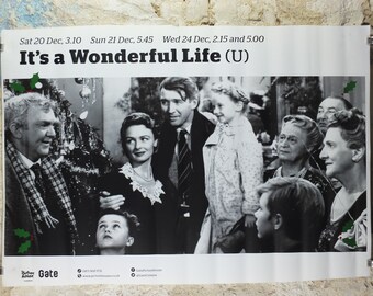 Vintage It's a Wonderful Life Poster, Frank Capras' 1946 Christmas classic, The Gate, Notting Hill, cinema film memorabilia, wall art decor