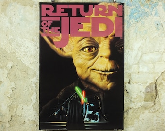 Yoda Return of the Jedi Poster, Star Wars, Lucasfilm, Mark Hamill, Harrison Ford, Carrie Fisher, wall art cinema film memorabilia