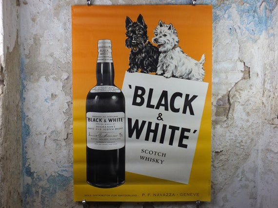 ビンテージ！スコッチウイスキー拡販用グッズ/Black & White 非売品。 ブラックアンドホワイト スコッチウィスキー 750ml 未開封｜トレファク